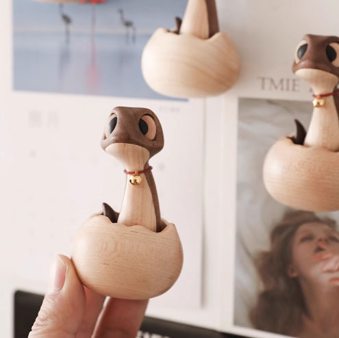 Cute pet refrigerator stickers gifts solid wood craft decorations wooden animals personalized decorations
