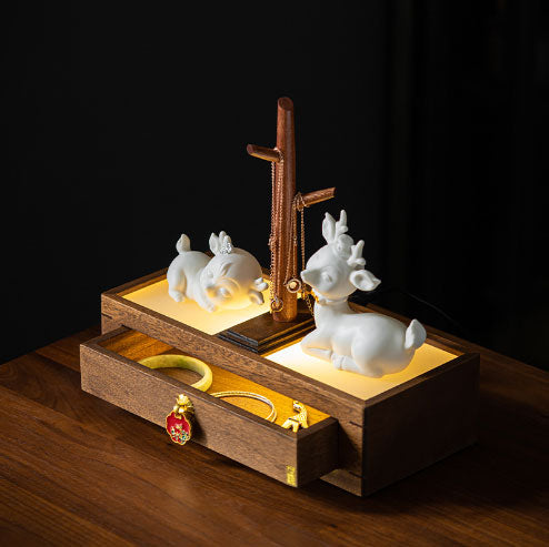 Key storage decoration jewelry box high-end walnut drawer storage box hanging necklace earrings rack