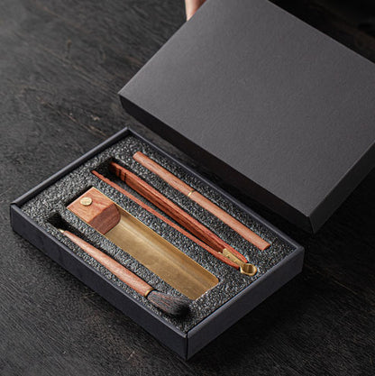 Tea four-piece tea ceremony accessories household high-end tea art decoration tea spoon tea holder tea pen
