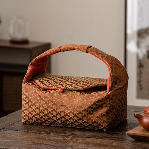 Portable travel portable tea set storage bag, thick cotton belt, interlayer cloth bag