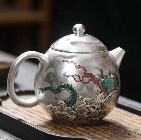 One pot and two cups of silver pattern tea set, portable office gifts