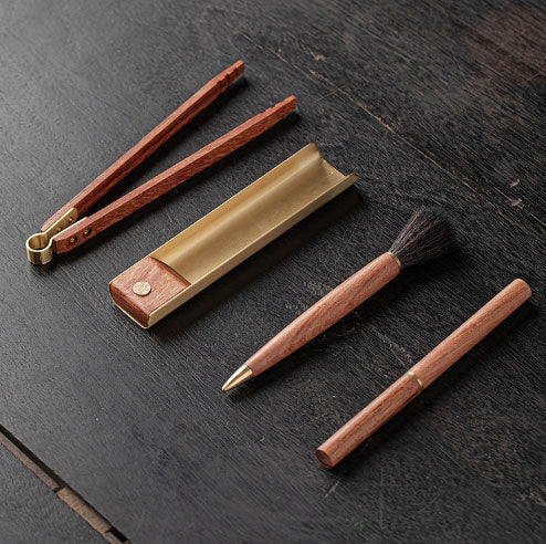 Tea four-piece tea ceremony accessories household high-end tea art decoration tea spoon tea holder tea pen