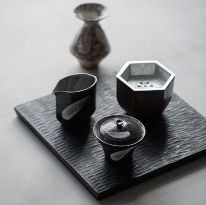 Ceramic hexagonal Jianshui Tea Washing Belt Tin Cover Desktop Tea Residue Tank