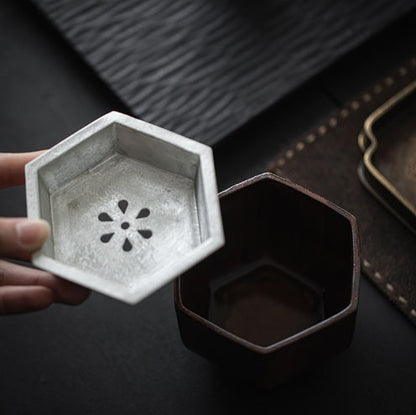 Ceramic hexagonal Jianshui Tea Washing Belt Tin Cover Desktop Tea Residue Tank