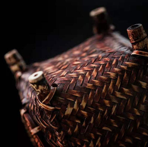 Bamboo woven cup basket, handmade tea ceremony accessories, tea set storage cup holder