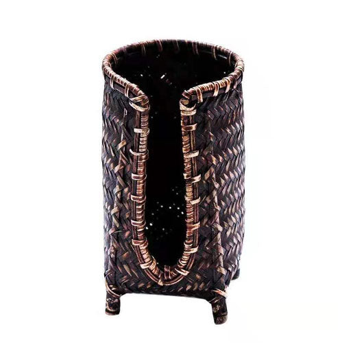 Bamboo woven cup basket, handmade tea ceremony accessories, tea set storage cup holder