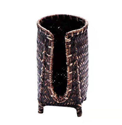 Bamboo woven cup basket, handmade tea ceremony accessories, tea set storage cup holder