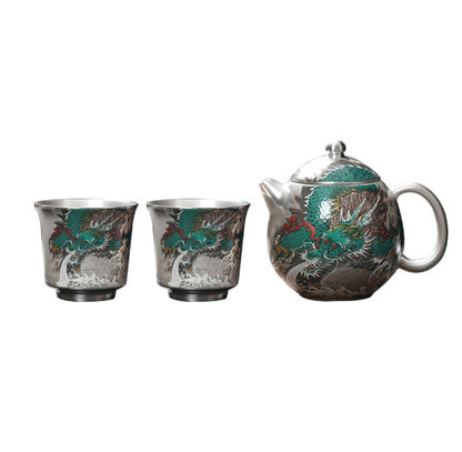 One pot and two cups of silver pattern tea set, portable office gifts